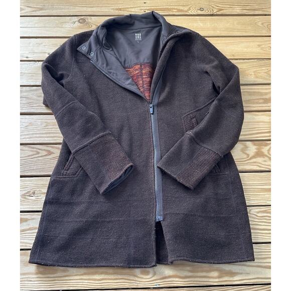 Title Nine Wool Blend Long Jacket Size Large Women’s Brown Full Zip